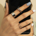 Simple and personalized open ring combination ring, temperament smooth alloy hollow chain ring